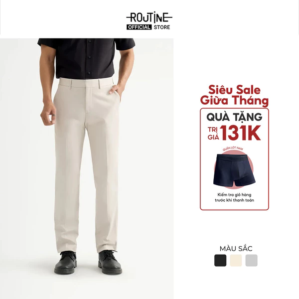 Quần Tây Nam Dài Trơn Form Slim Cropped - Routine 10S25PFO004