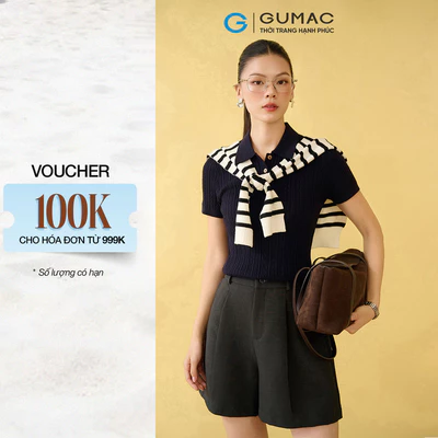 Quần short nữ GUMAC quai dê quần có xếp li đánh form A nhẹ  SHF10010