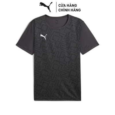 Áo Thun Đá Bóng PUMA Nam indRISE Graphic Jersey Asphalt-Black Màu Xám