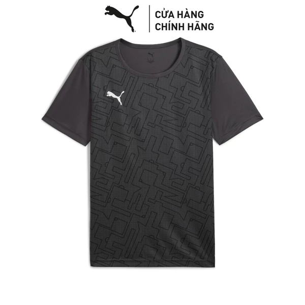 Áo Thun Đá Bóng PUMA Nam indRISE Graphic Jersey Asphalt-Black Màu Xám