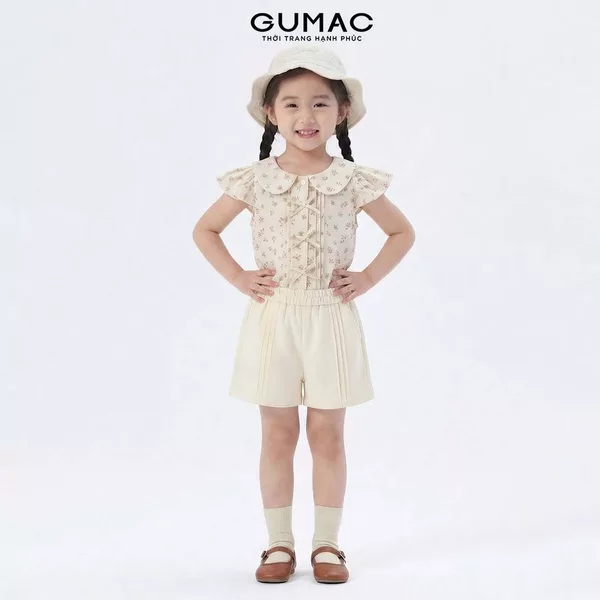 Quần Short Bé Gái GUMAC Form A Lưng Thun Diễu Dọc Thân Dễ Thương Cách Điệu SHGG08128