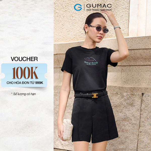 Quần Short Nữ GUMAC Form A Xếp Ly Trước Túi Sườn Chéo Hàn Đứng Form Trẻ Trung SHF04001