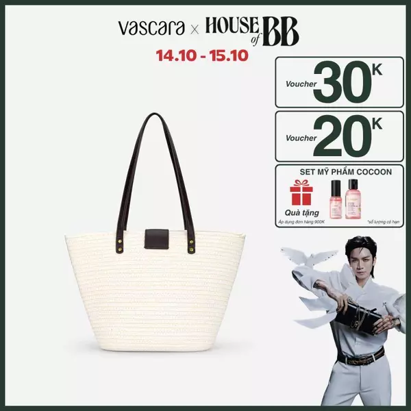 Vascara Túi Tote Đan Sợi Phối Nhấn Tương Phản - TOT 0239