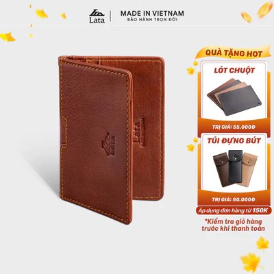 Ví nam da bò Lata ( Thời trang nam đựng namecard nhỏ gọn - Ví da thật LVN75 )