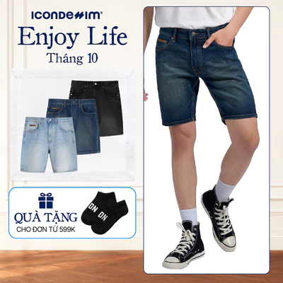 Quần Short Denim Nam ICONDENIM Wash Basic Color Form Slim QSID0186