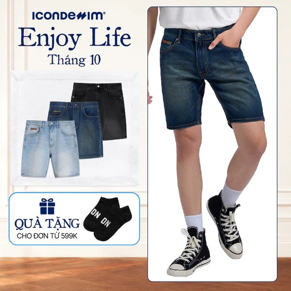 Quần Short Denim Nam ICONDENIM Wash Basic Color Form Slim QSID0186