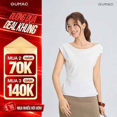 Áo Kiểu Nữ GUMAC Form Suông Đánh Eo Thiết Kế Cổ Thoáng Mát Cho Mùa Hè AG06010