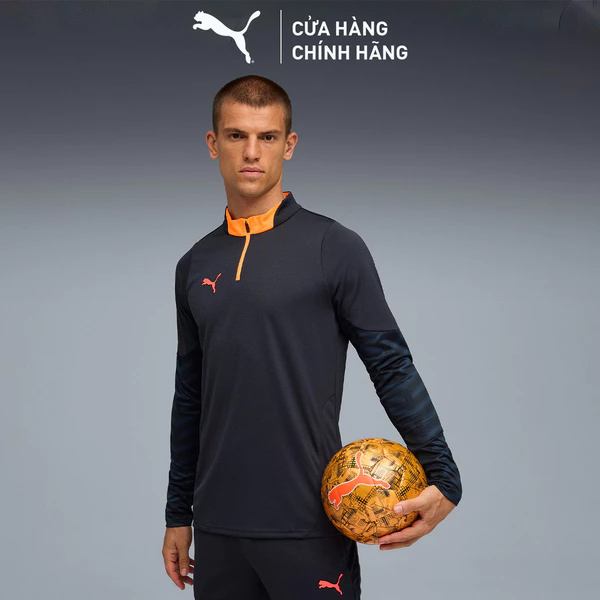 Áo Thun Thể Thao PUMA Nam individualCUP 1/4 Zip-Top New Navy-Glowing Red-Heat Fire Màu Xanh