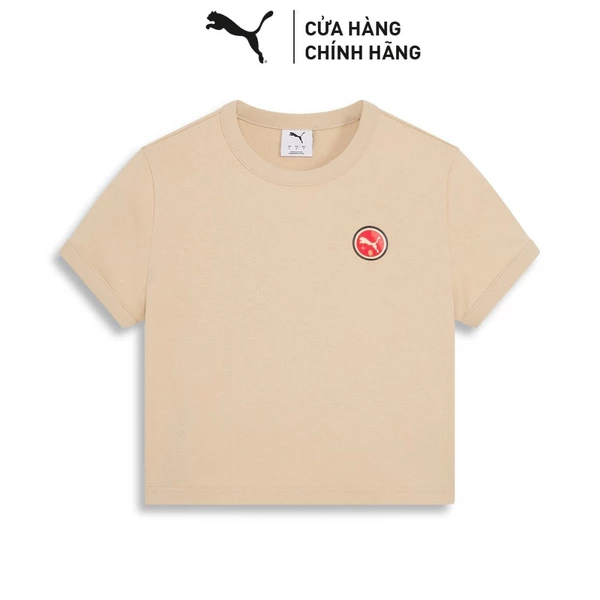Áo Thun Baby Tee PUMA Nữ GAME ON Graphic SS Light Sand Màu Be