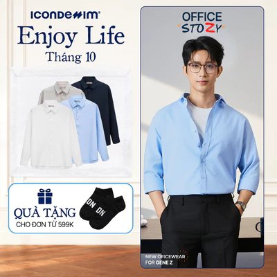 Áo Sơ Mi Nam ICONDENIM Tay Dài Workday Ease Form Relaxed SMID0363