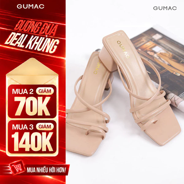 Guốc Cao Gót Nữ GUMAC Quai Mảnh Đan Chéo Gót Vuông 5cm Trendy GE05086