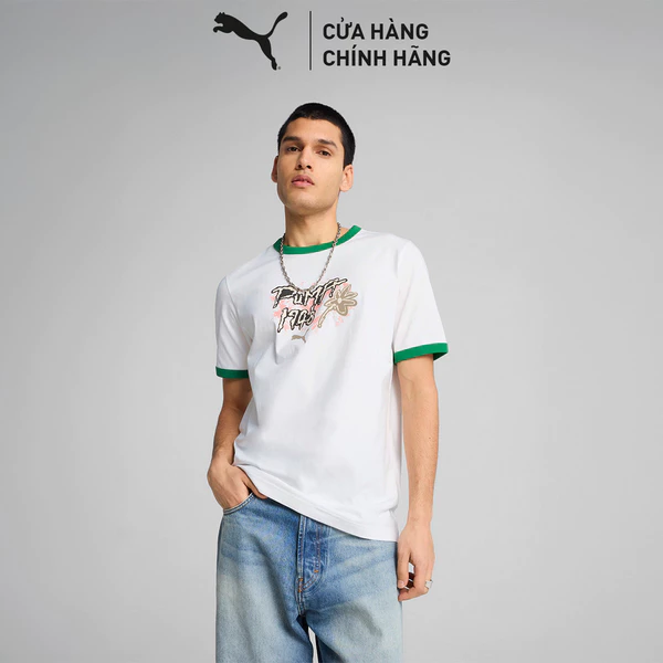 Áo Thun Thời Trang PUMA Nam FUTURE ARCHIVE Tee White-Archive Green Màu Trắng