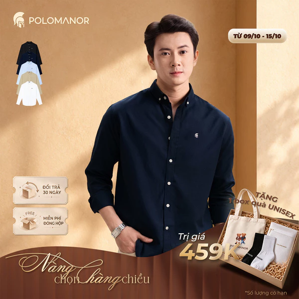 Áo sơ mi nam tay dài OXFORD PREMIUM, BST SMART CASUAL, Cao Cấp, Thanh Lịch - POLOMANOR