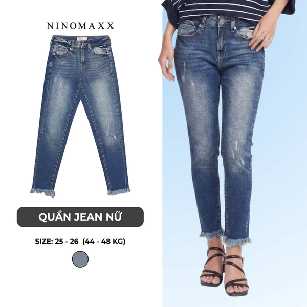 Quần Jean Thời Trang Nữ Dài Cotton NINOMAXX 1902070