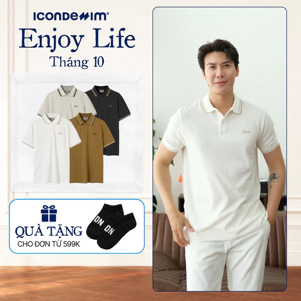 Áo Polo Nam ICONDENIM Họa Tiết Phối Viền Trim Color Form Regular PLID0183