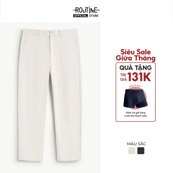 Quần Kaki Nam Cotton Trơn Form Slim Cropped - Routine 10F24PCA005