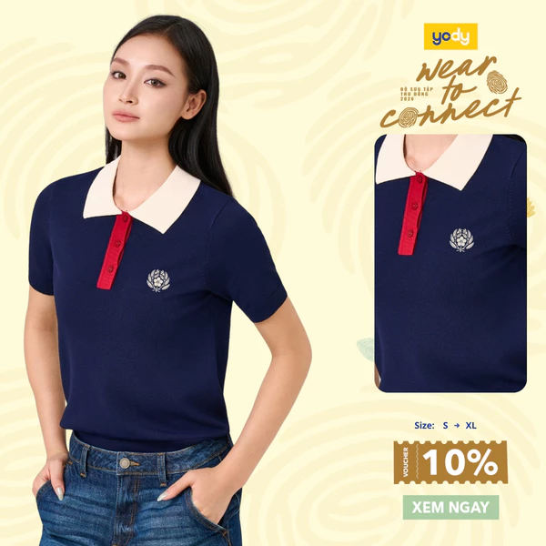 Áo Len Polo Nữ Phối Màu Bo, Len Dệt Kim Mềm Mịn, Thanh Lịch TRA WCKN26F007