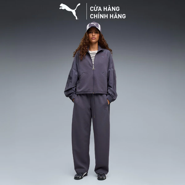 Quần Dài Thể Thao PUMA Nữ HER Barrel Leg Pants Inky Depths Màu Xám