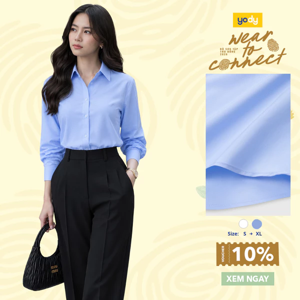 Áo sơ mi nữ Yody dài tay dáng regular, vải lụa nến chống nhăn TRA - WOSH26A007