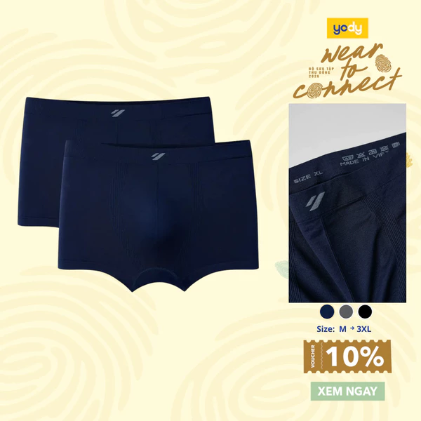 Combo 2 Quần Lót Nam Yody quần boxer dệt liền TRA MCUN26A002