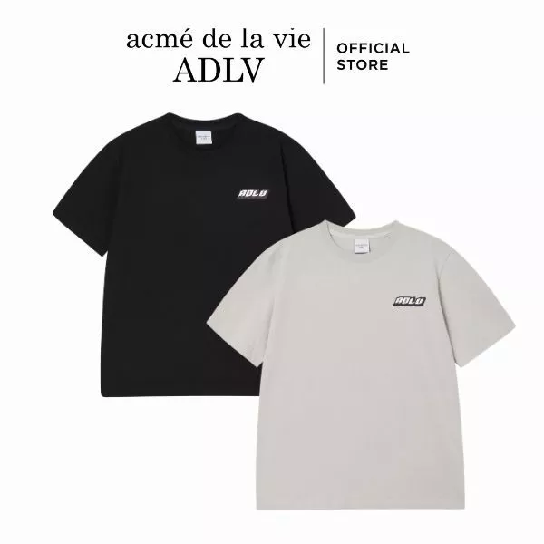 Áo Thun ADLV Overlapping dáng Standard màu Đen/Xám nhạt - Hàng chính hãng