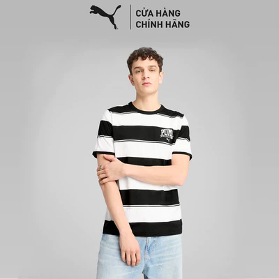 Áo Thun Thời Trang PUMA Nam CLASS Striped Tee Black Màu Đen