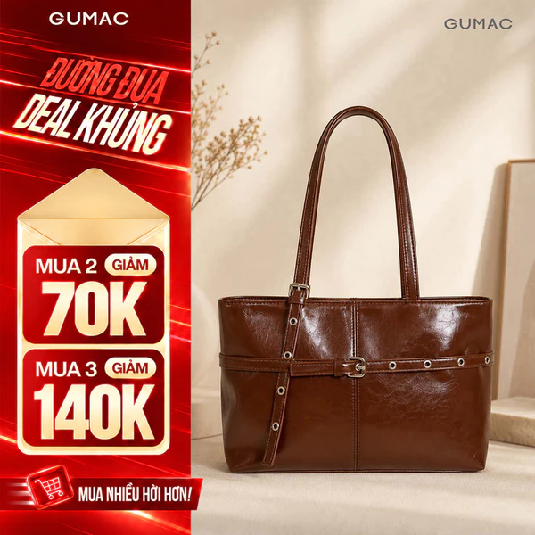 Túi xách nữ đeo vai GUMAC chất da mềm thanh lịch dễ phối thời trang TXG05032