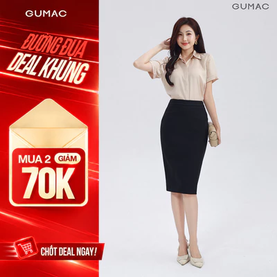 Chân Váy Bút Chì Nữ GUMAC Thun Co Giãn Form Ôm Dáng Basic Công Sở  BVE00010
