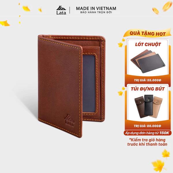 Ví nam da bò Lata (Thời trang nam đựng namecard nhỏ gọn - Ví da thật LVN74)