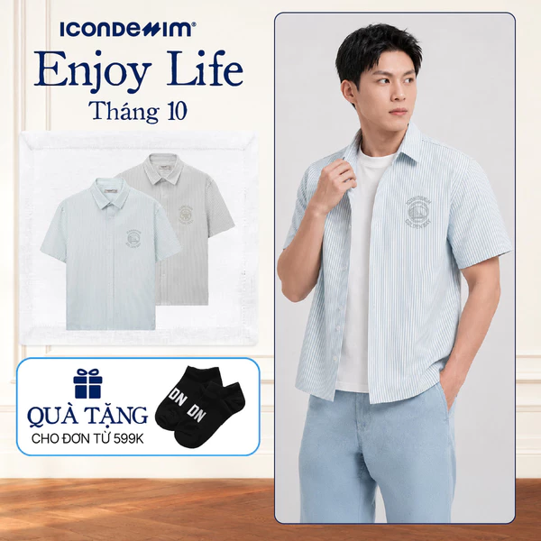 Áo Sơ Mi Nam ICONDENIM Tay Ngắn Campus League Form Boxy SMID0388
