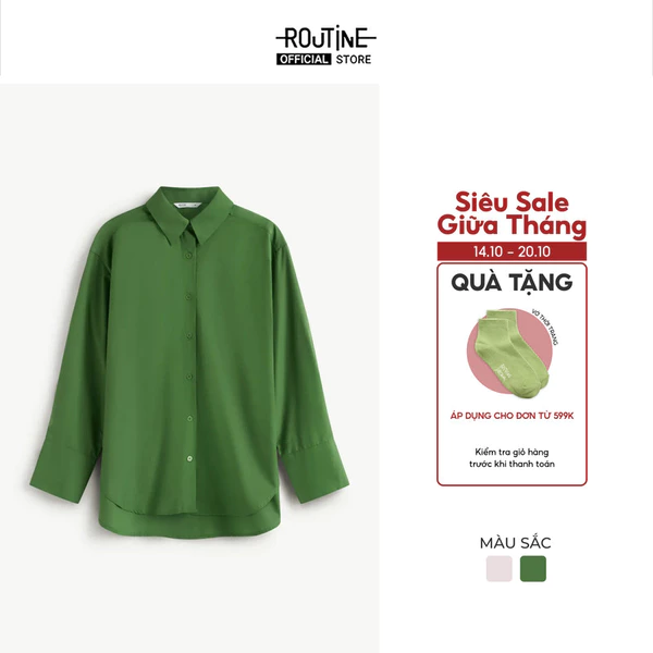 Áo Sơ Mi Nữ Tay Dài Vải Trơn Form Loose - Routine 10S25SHLW003
