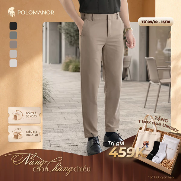 Quần dài kaki nam SD, chất liệu Kaki gân Hàn Quốc chuẩn form tôn dáng sang trọng - POLOMANOR