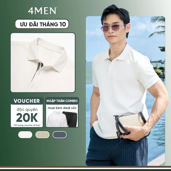 Áo Polo Trụ 3 Sọc 4MEN Form Regular PO190 Vải Thun Singel Jersey, Basic Nam Tính, Thanh Lịch