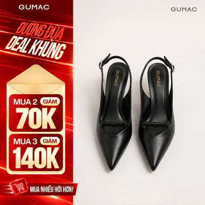 Giày Cao Gót Nữ GUMAC Mũi Nhọn Đính Nơ Gót 5cm Tôn Dáng Dễ Phối Đồ Phù Hợp Đi Làm Đi Tiệc GG06027