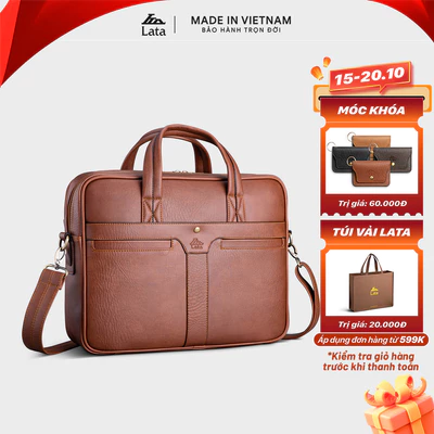 Cặp Công Sở Lata (Thời trang nam basic đựng laptop 14 inch - Cặp da CA34)
