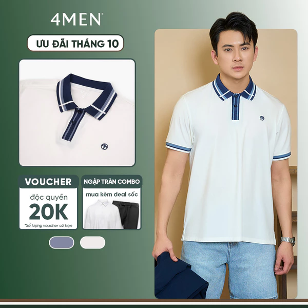 Áo Polo Rayon In Logo Tròn 4M Form Regular 4MEN PO160 vải mềm mịn, thoáng mát, thoải mái