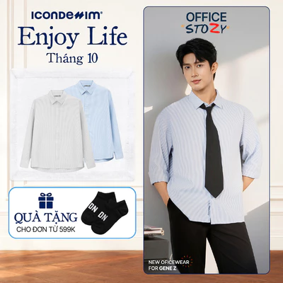 Áo Sơ Mi Nam ICONDENIM Tay Dài Urban Stripe Form Relaxed SMID0364