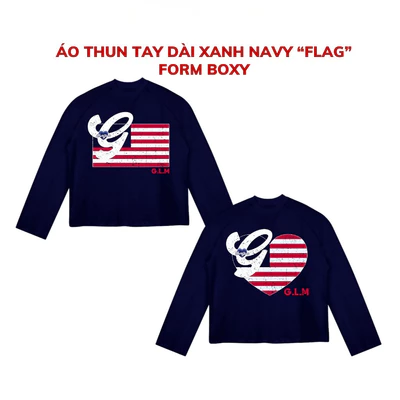TheGlam CHÍNH HÃNG - Áo Thun Tay Dài Xanh Navy "FLAG" Raglan UNISEX - TS05-17