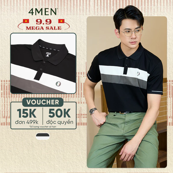 Áo Polo Rayon In Logo Tròn M Form Regular 4MEN PO164 cổ bẻ, vải mềm mịn, thoáng mát