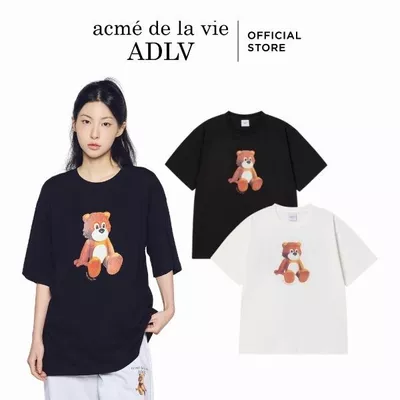 Áo Thun ADLV AC Teddy Bear dáng oversized màu Đen/Kem - Hàng chính hãng