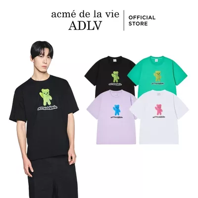 Áo Thun ADLV Alien Bear Dáng Oversized Màu Đen/Xanh Lá Nhạt/Tím Nhạt/Trắng - Hàng chính hãng