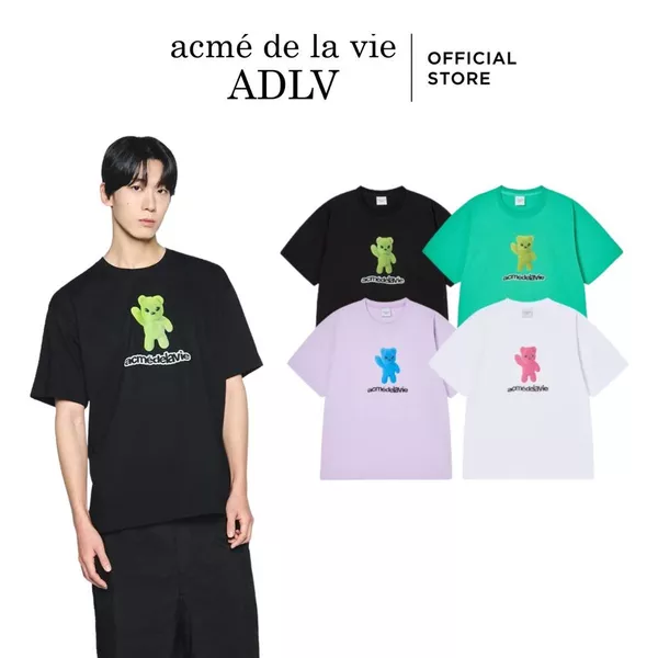 Áo Thun ADLV Alien Bear Dáng Oversized Màu Đen/Xanh Lá Nhạt/Tím Nhạt/Trắng - Hàng chính hãng