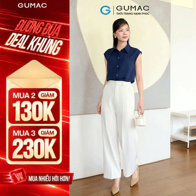 Quần Tây Nữ GUMAC Ống Suông Thanh Lịch Lưng Rời Hai Con Đỉa Chỉn Chu Hiện Đại QF11044