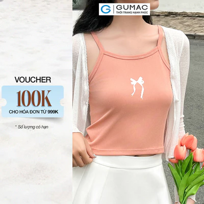 Áo Tanktop Nữ Áo 2 Dây Slim Fit Gmorning - GUMAC In Nơ Thun Gân Co Giãn Ôm Dáng Thời Trang YATE05077
