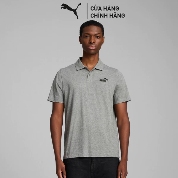 Áo Thun Polo Thời Trang PUMA Nam ESS No. 1 Logo Jersey Medium Gray Heather Màu Xám