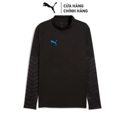 Áo Thun Thể Thao PUMA Nam individualCUP 1/4 Zip-Top Black-White-Ultra Blue Màu Đen