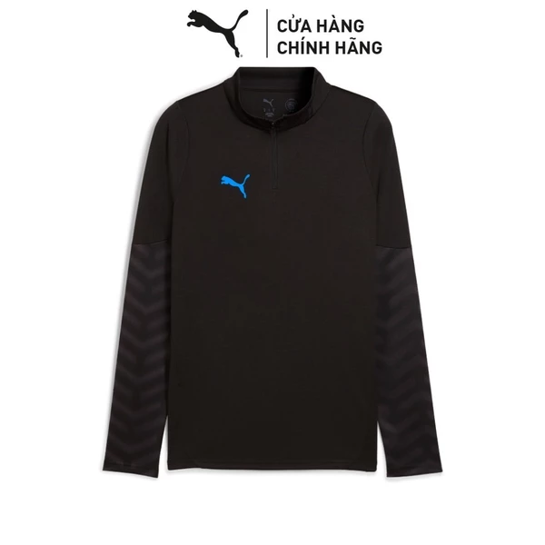 Áo Thun Thể Thao PUMA Nam individualCUP 1/4 Zip-Top Black-White-Ultra Blue Màu Đen
