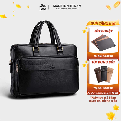 Cặp Công Sở Lata (Thời trang nam basic đựng laptop 14 inch - Cặp da CA26)
