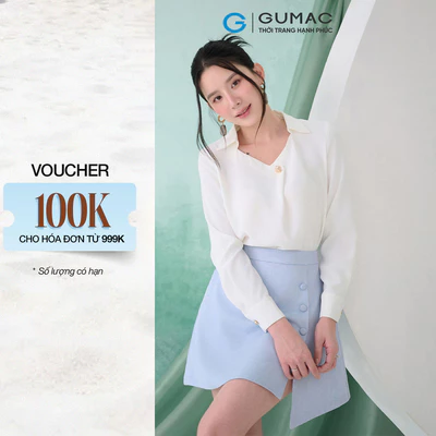 Áo Kiểu Nữ GUMAC Form Suông Tay Dài Măng Set Cổ Vuông Lá Cổ Sơ Mi Lụa Ý Mềm Tiểu Thư AF07028