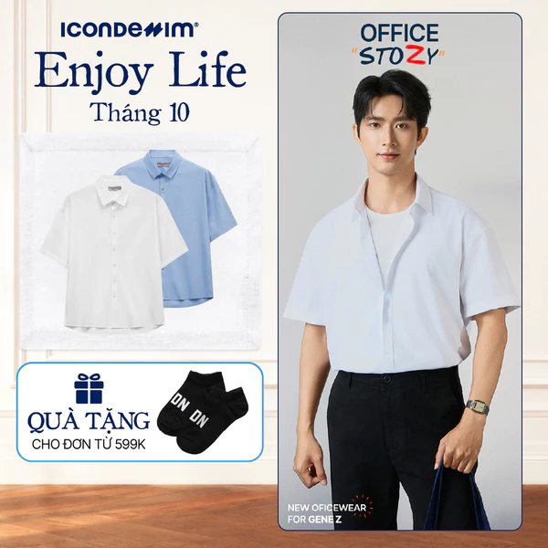Áo Sơ Mi Nam ICONDENIM Tay Ngắn AM Daylight Form Relaxed SMID0365